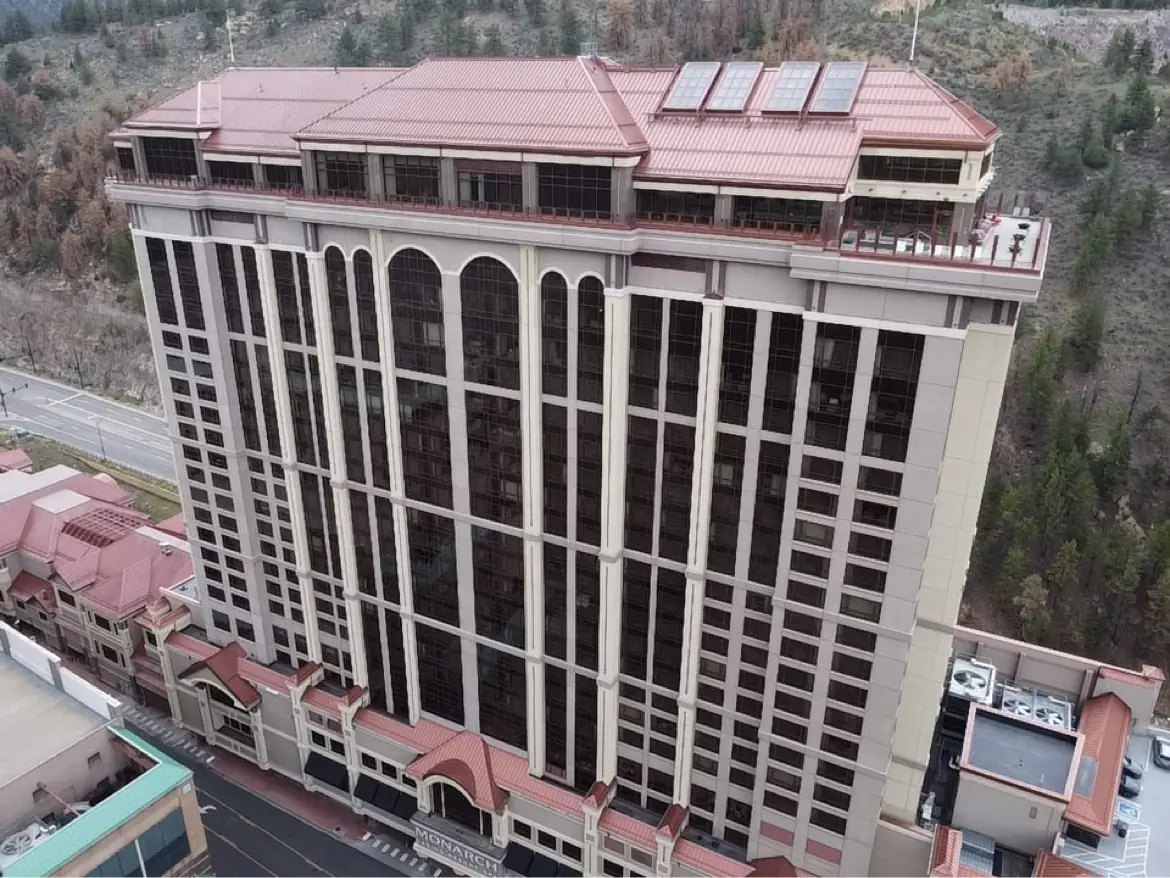 The 23-story Monarch Casino Resort Spa hotel tower, Black Hawk, Colorado
